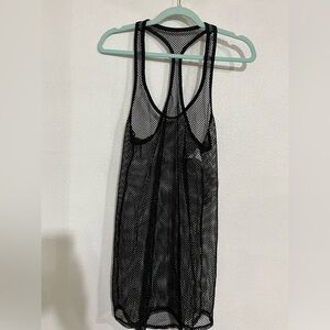 Bikini lab, black razorback mesh fishnet cover up size S NWT